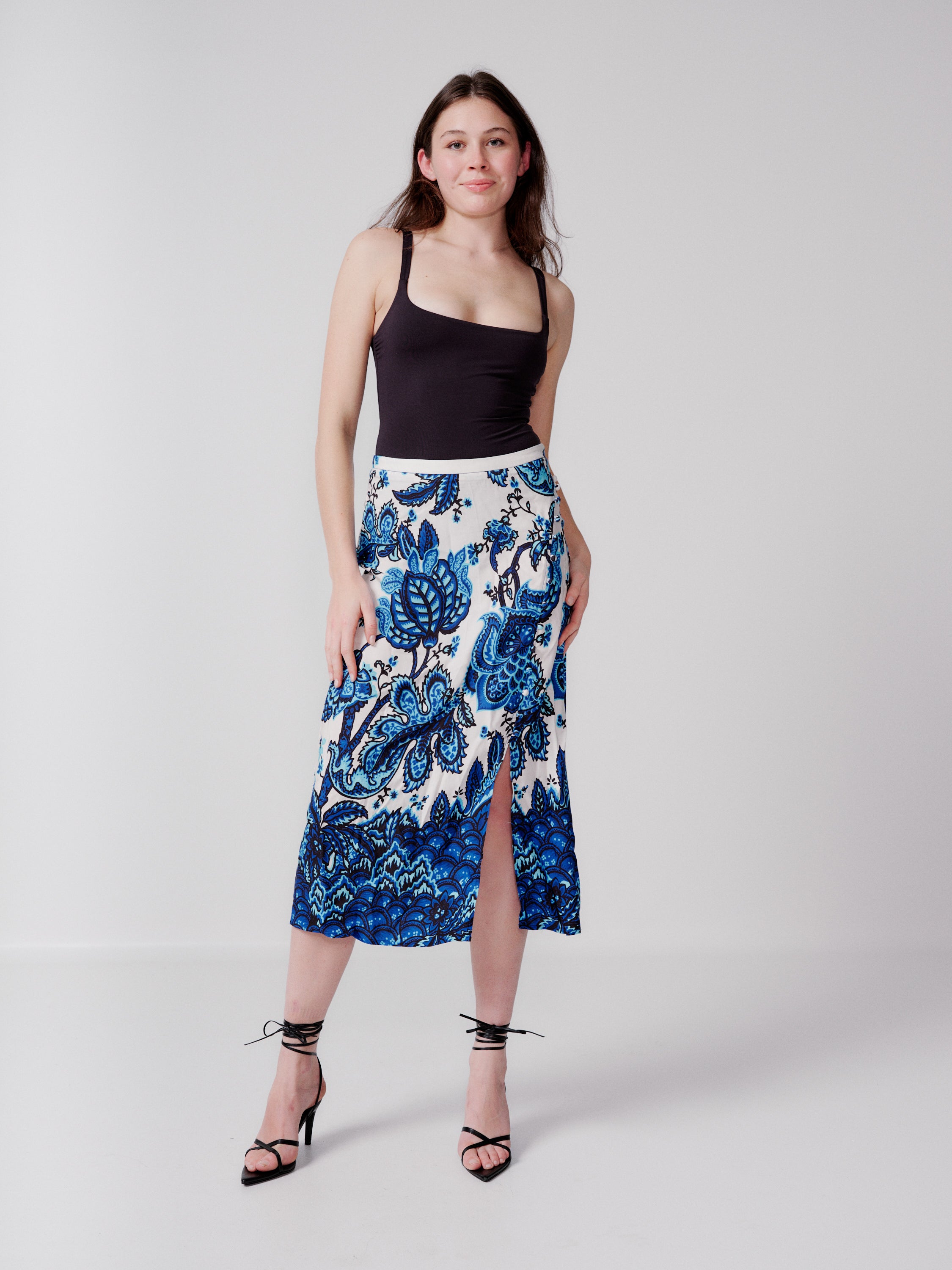 Karen Millen batik button skirt