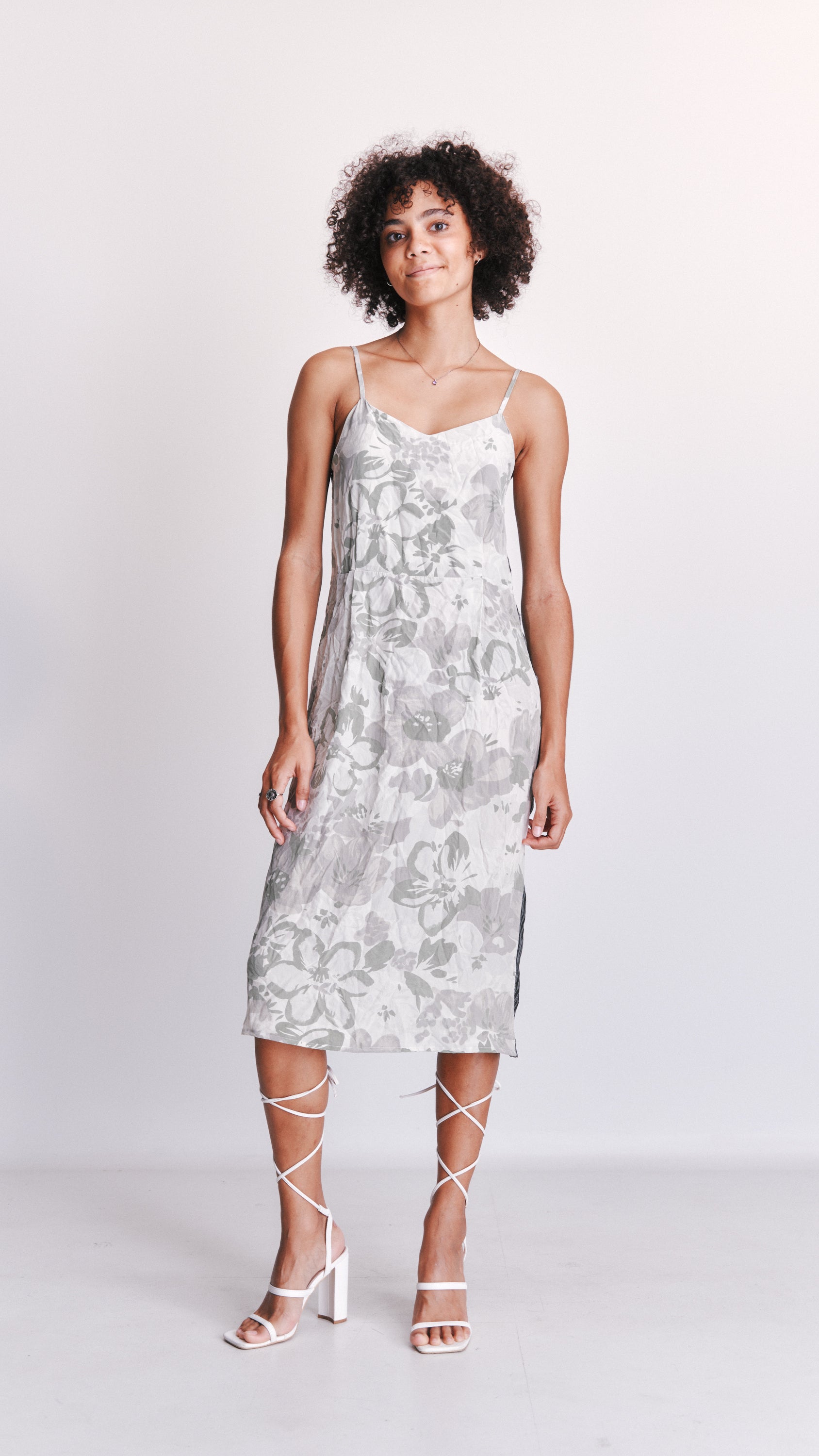 Penny Sage contrast panel dress