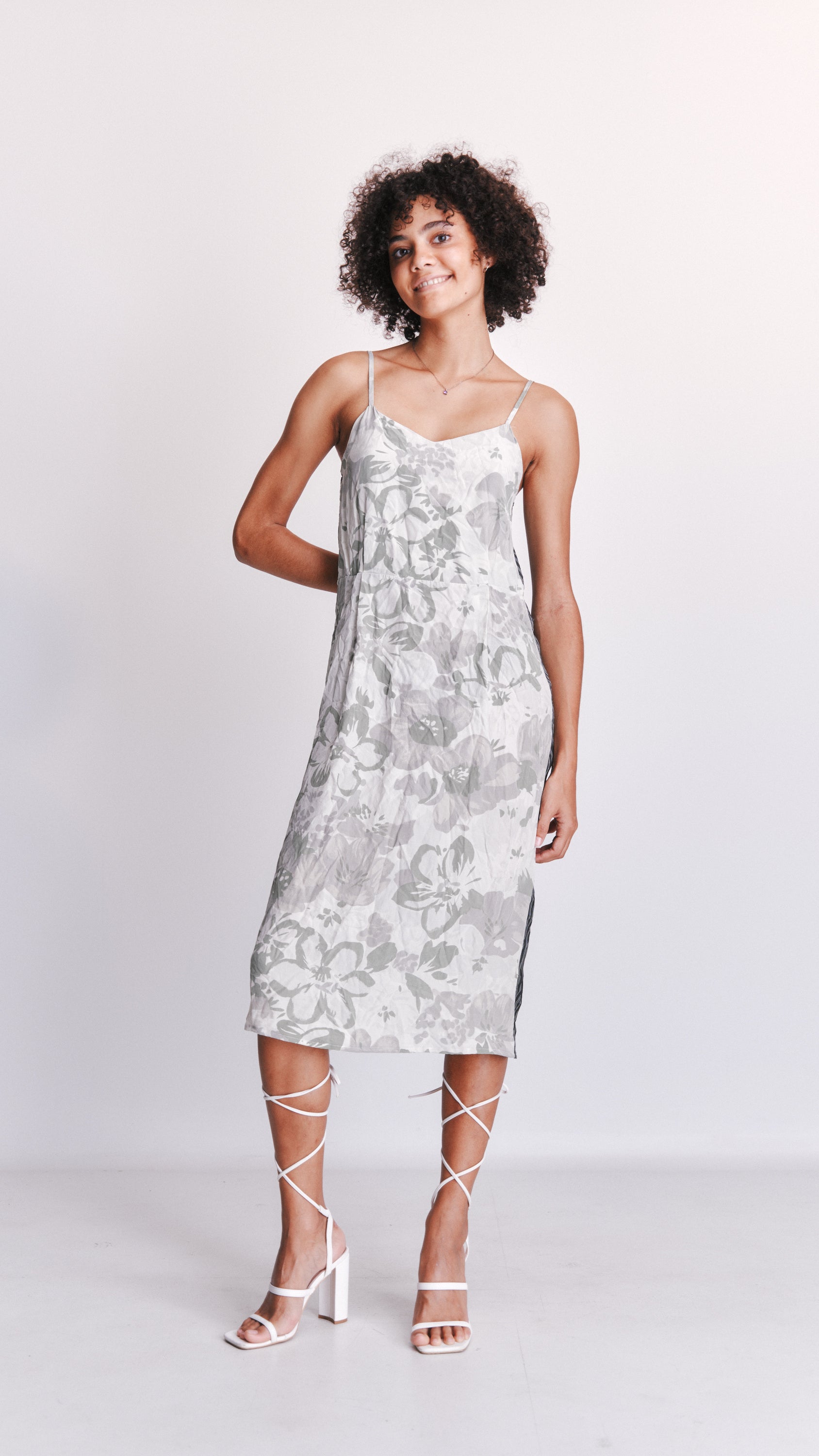 Penny Sage contrast panel dress