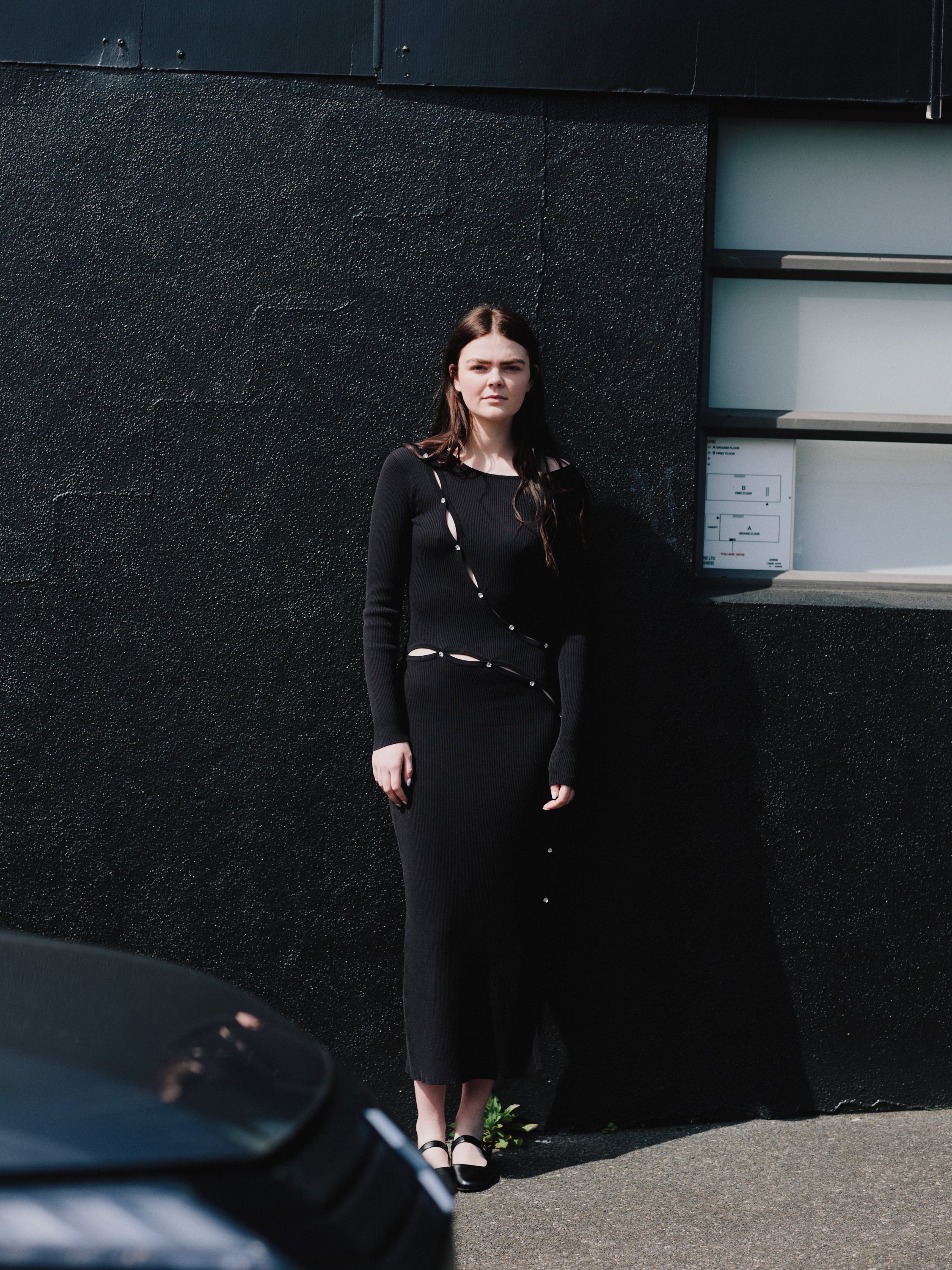 RAIINE ribbed royal black dress
