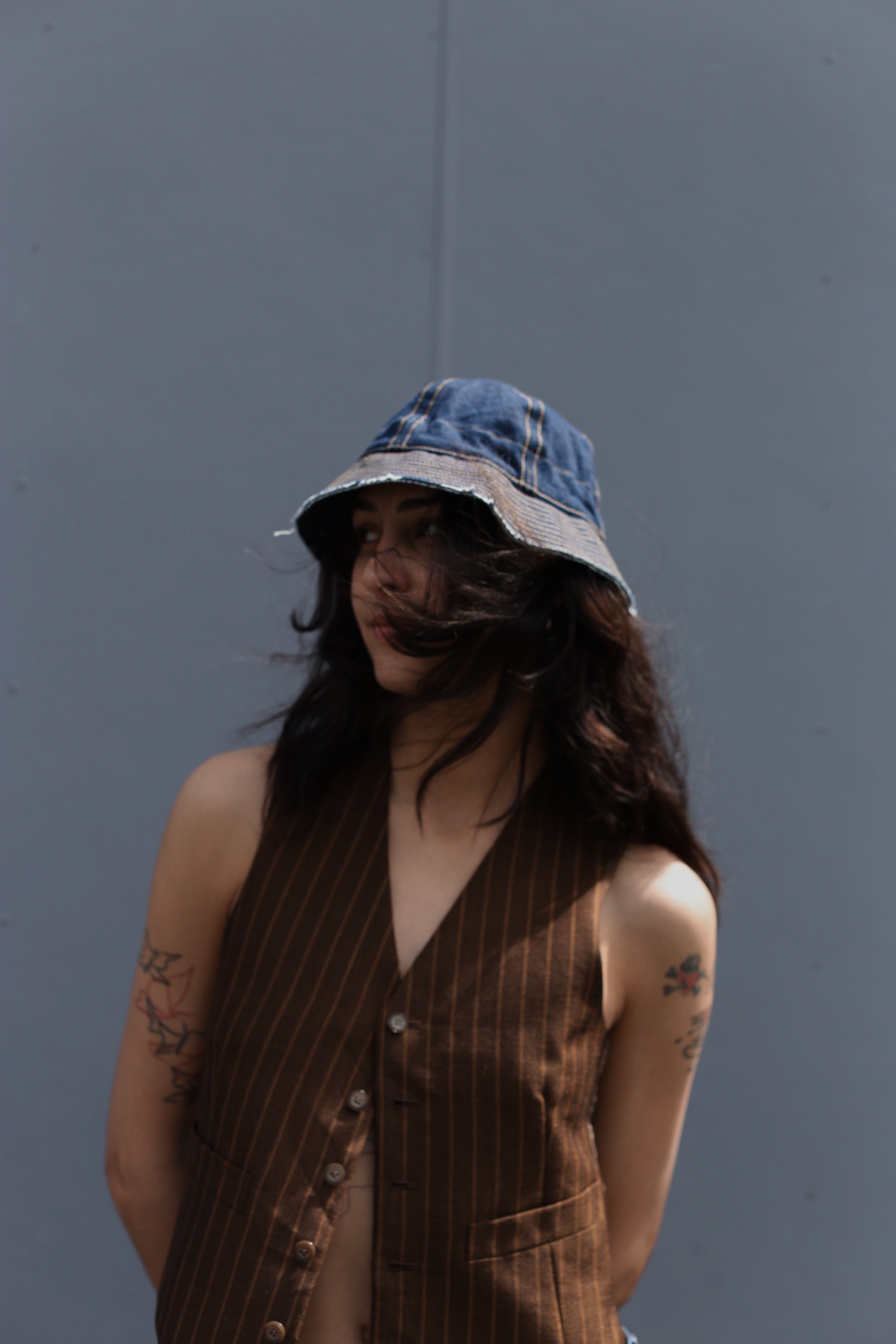 Ratbags x Common upcycled denim bucket hat