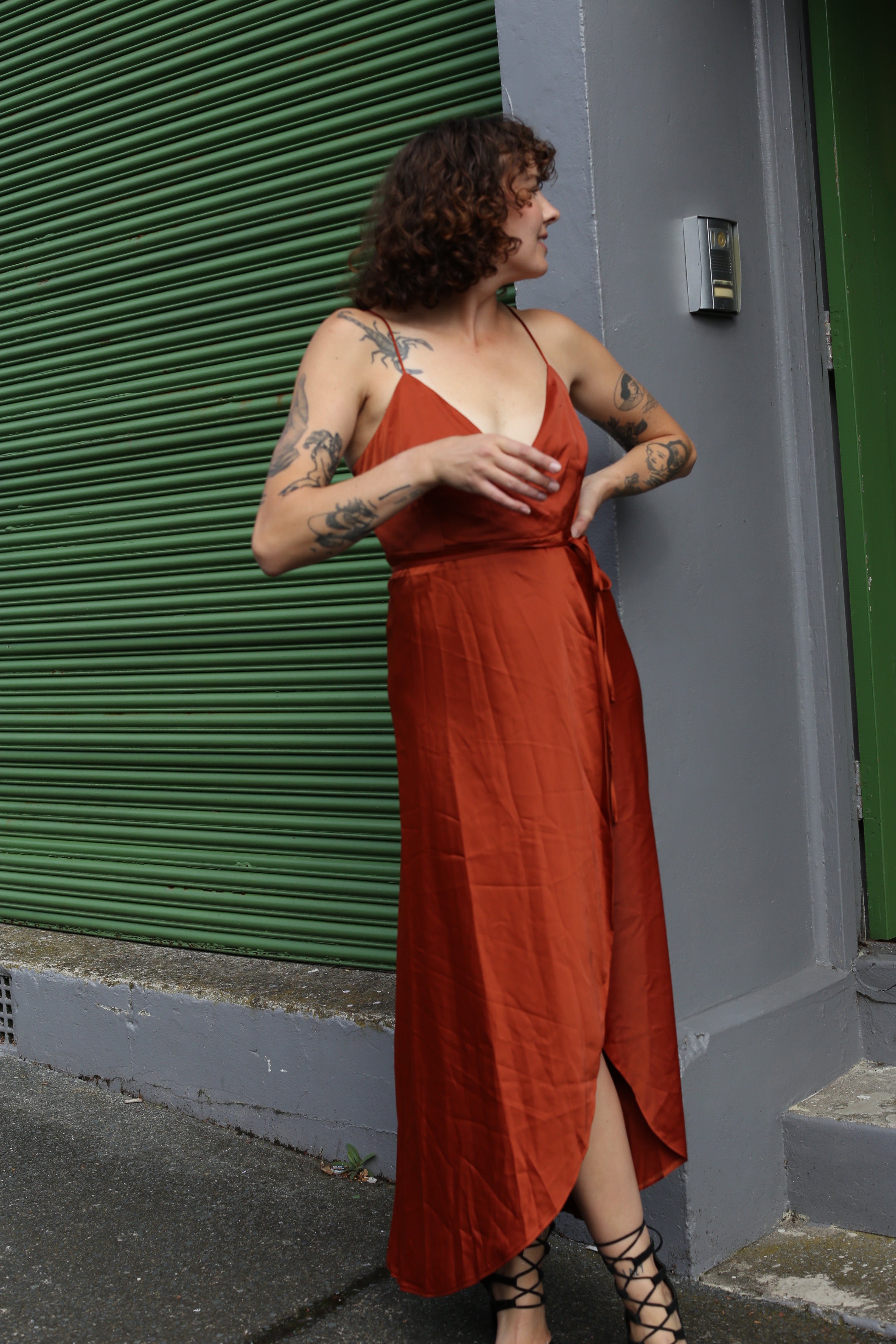 Showpo copper wrap dress