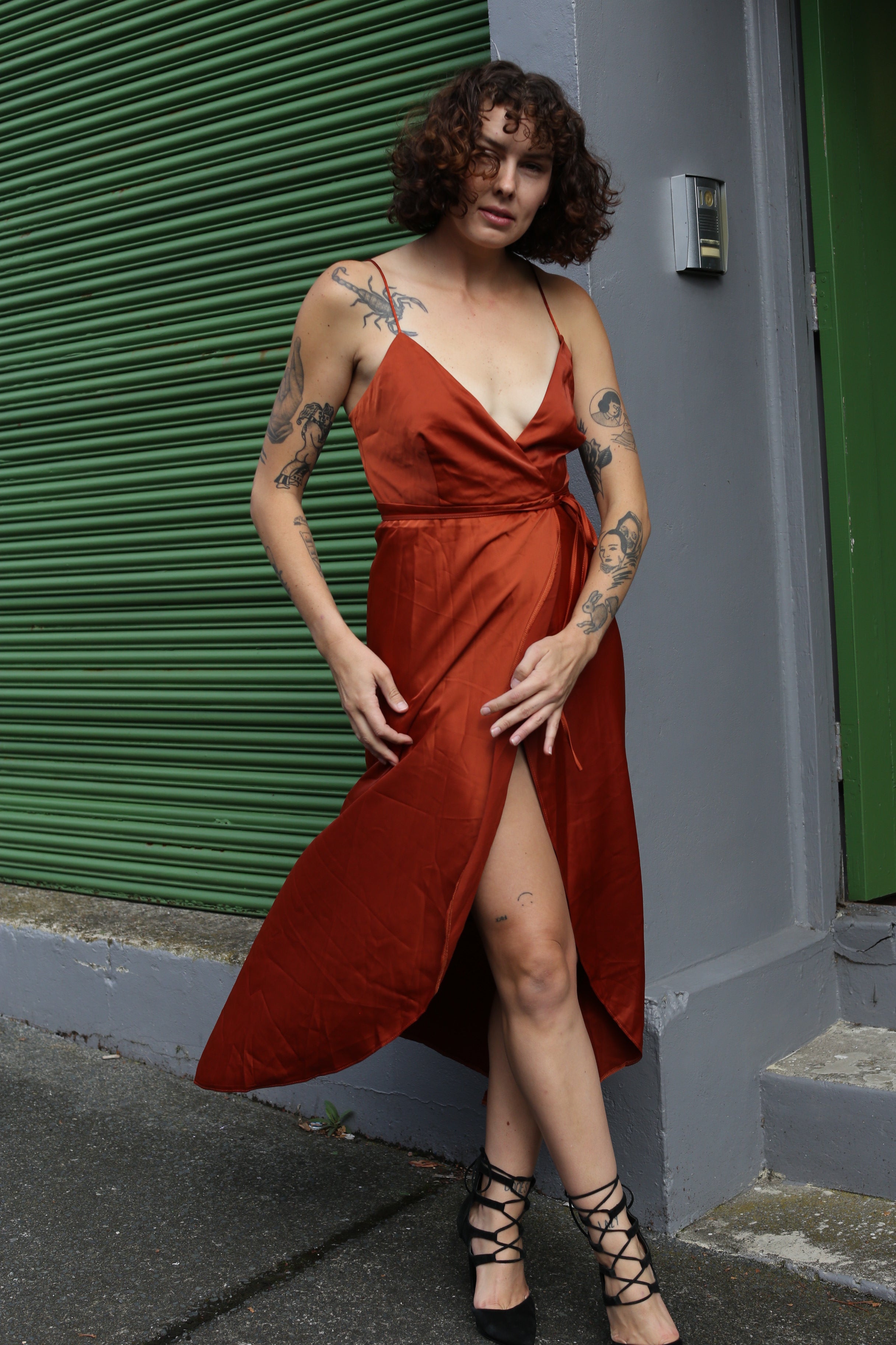 Showpo copper wrap dress