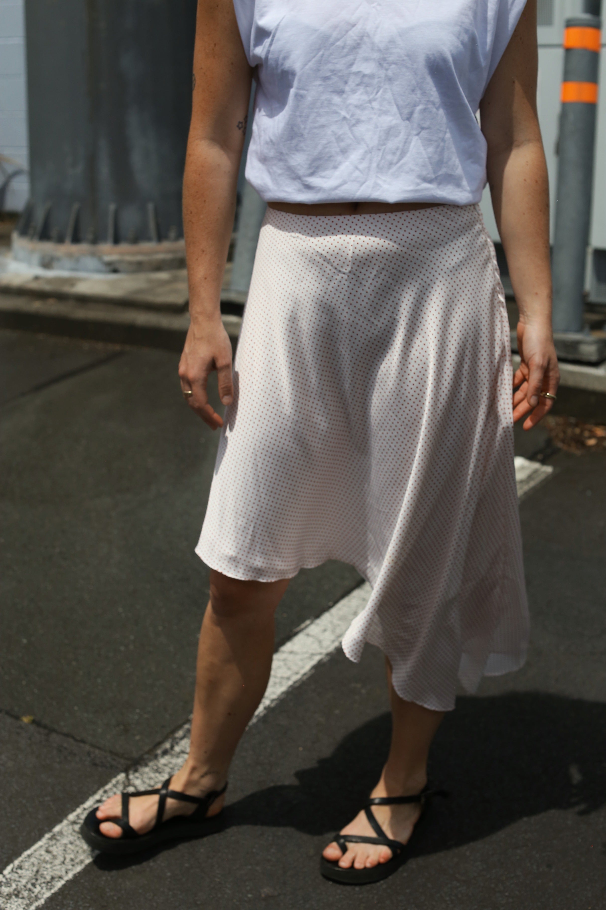 Alexis asymertric polka dot skirt