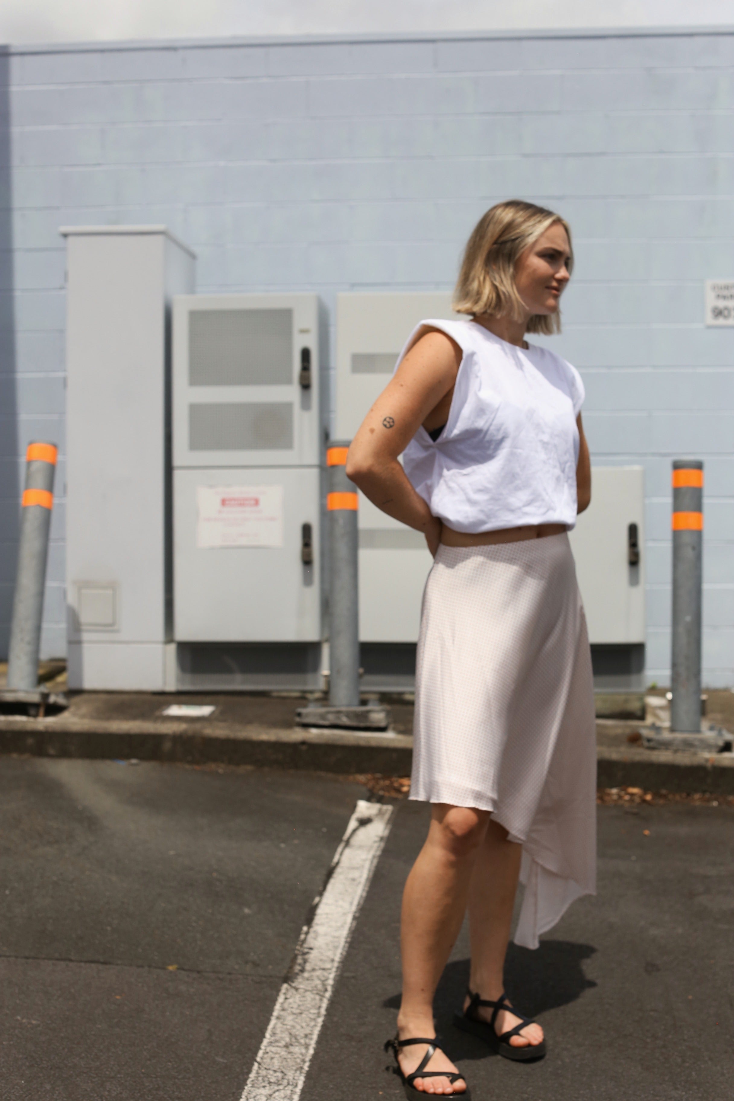 Alexis asymertric polka dot skirt