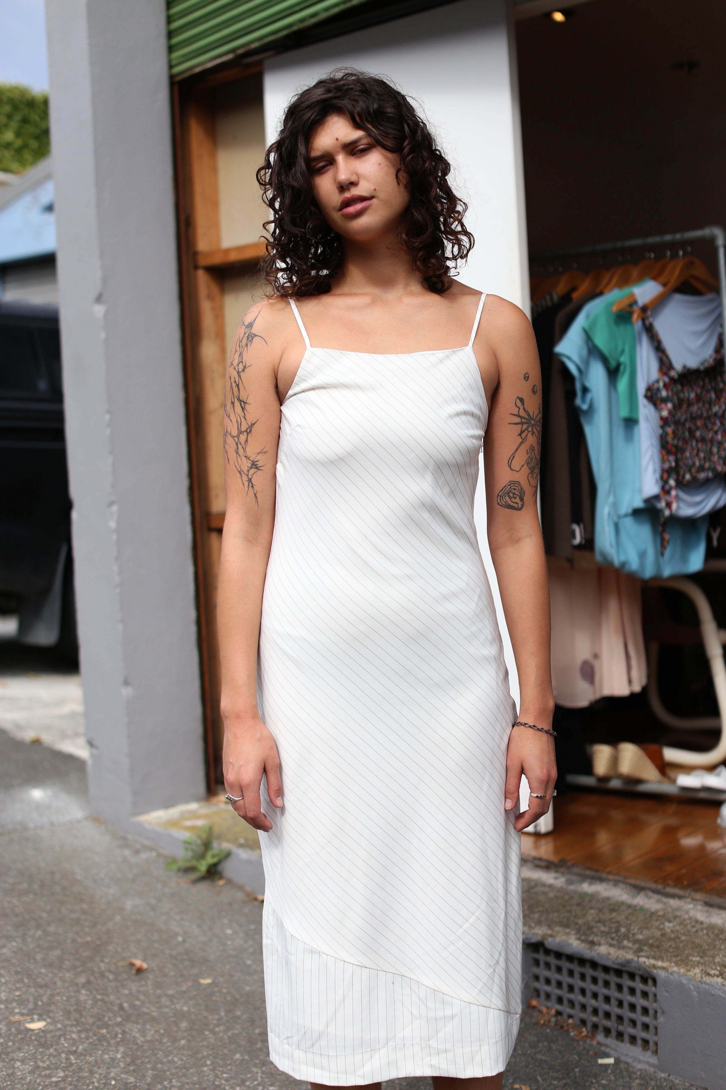 FRIEND of AUDREY pinstripe dress