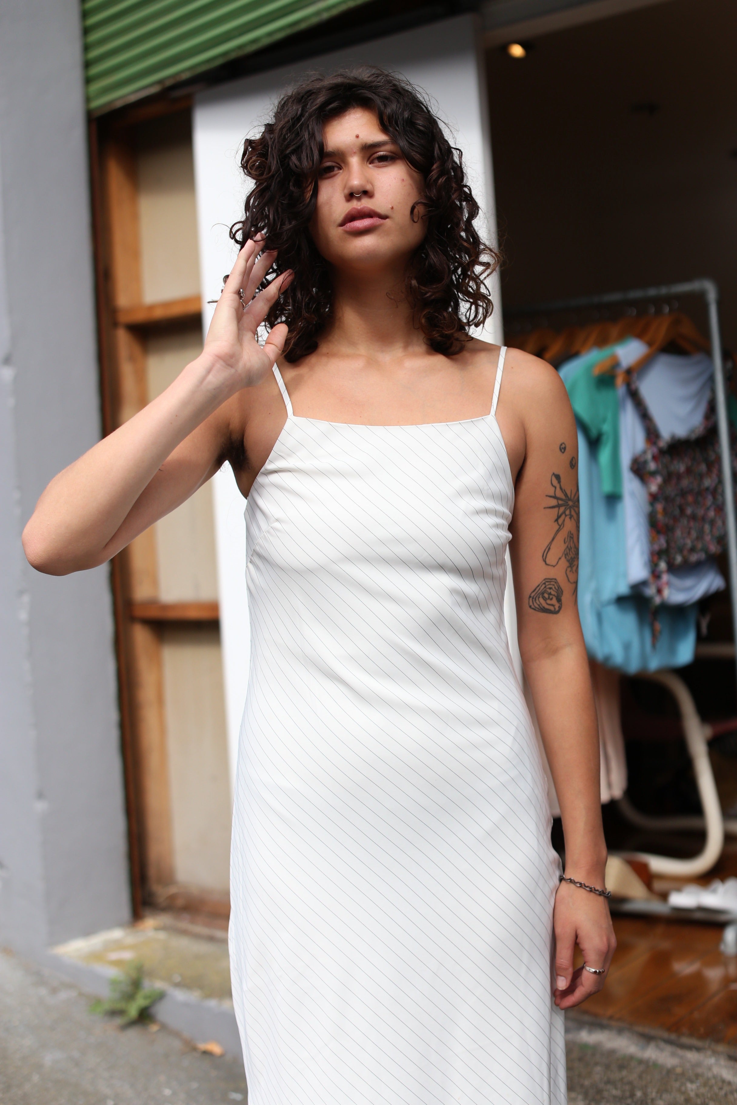 FRIEND of AUDREY pinstripe dress