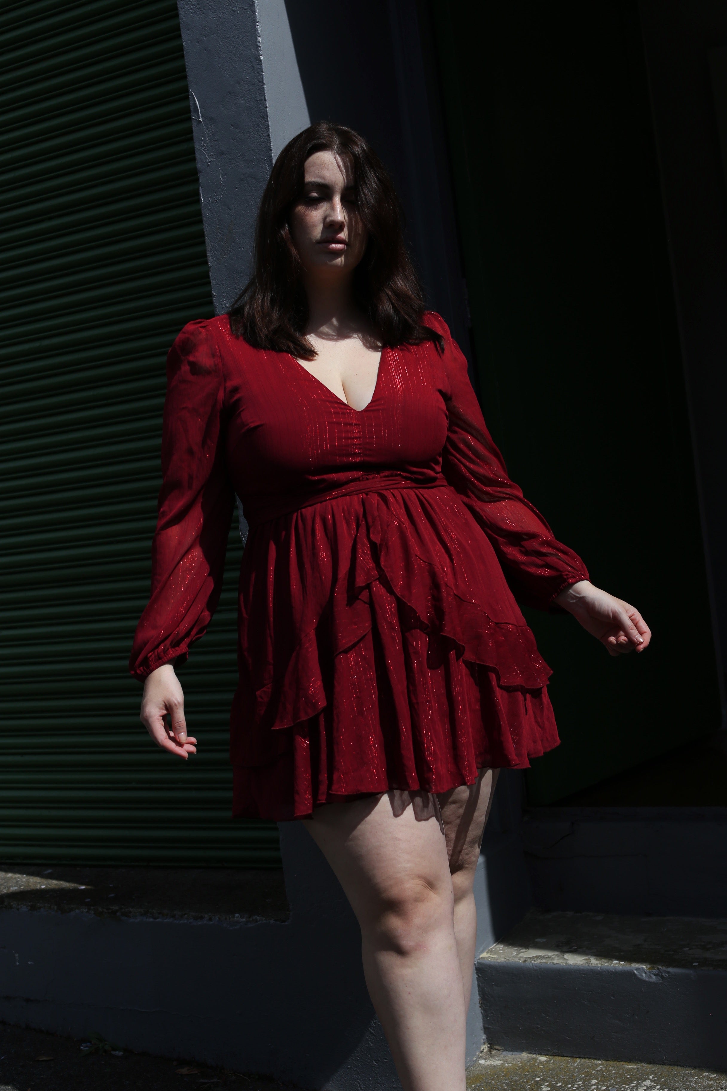 Showpo maroon ruffle dress