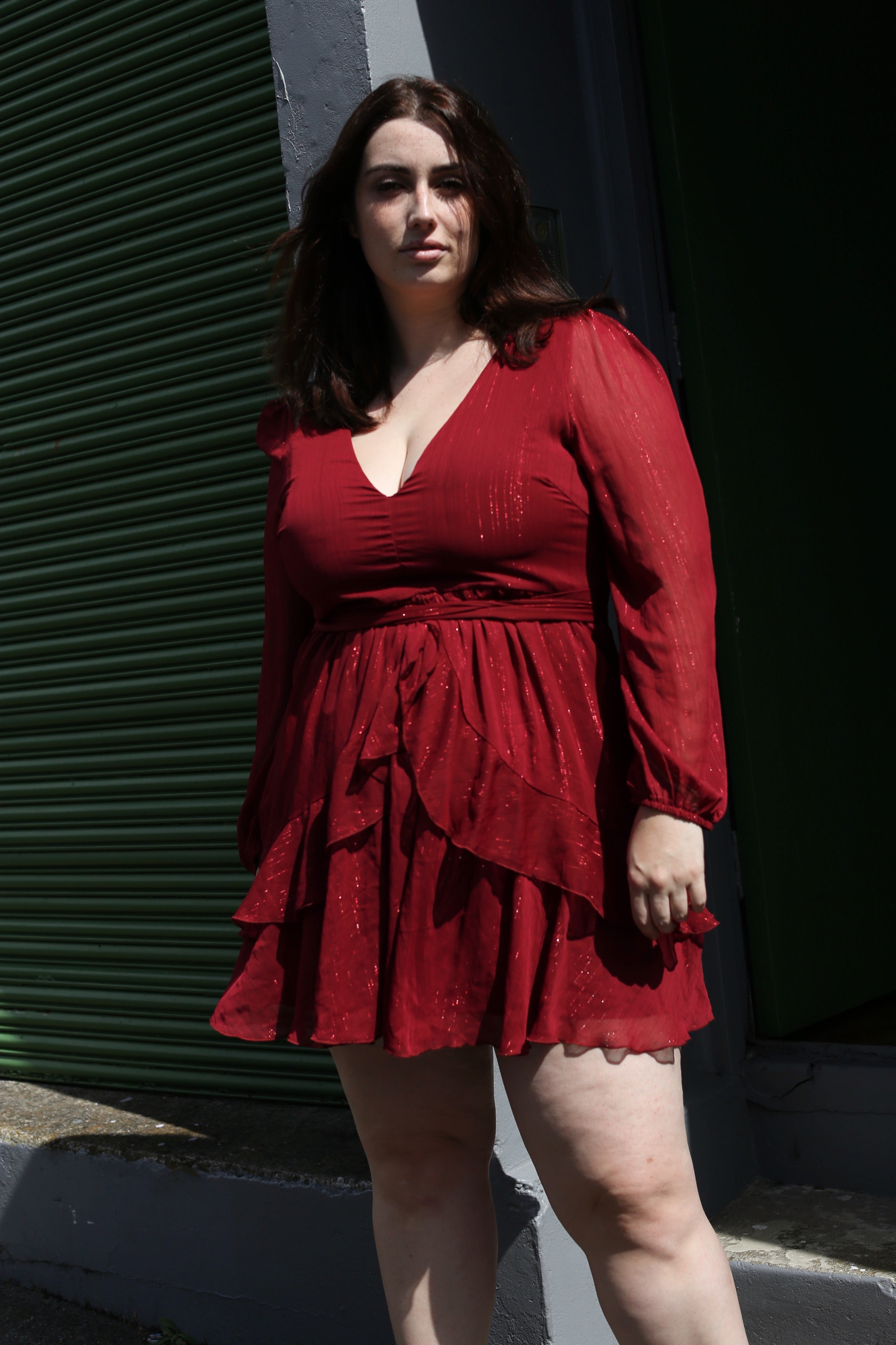 Showpo maroon ruffle dress