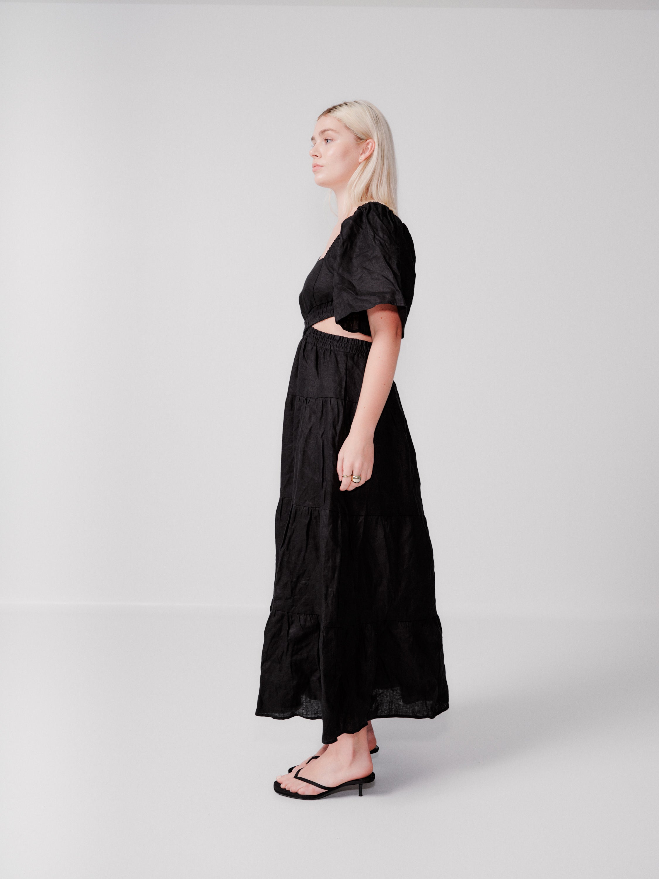 Aere cross front midi dress