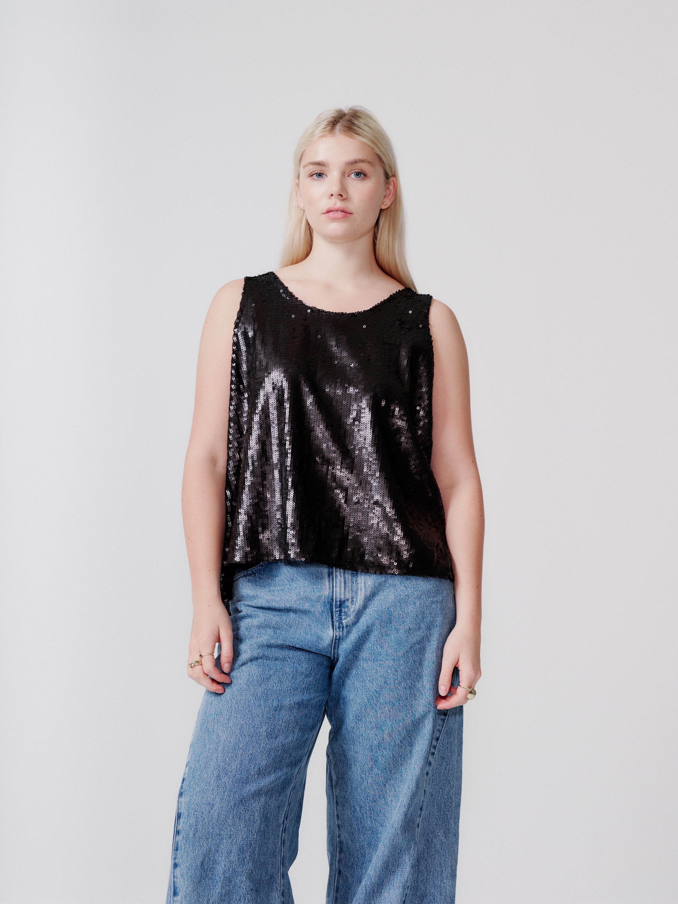 DKNY black sequin top