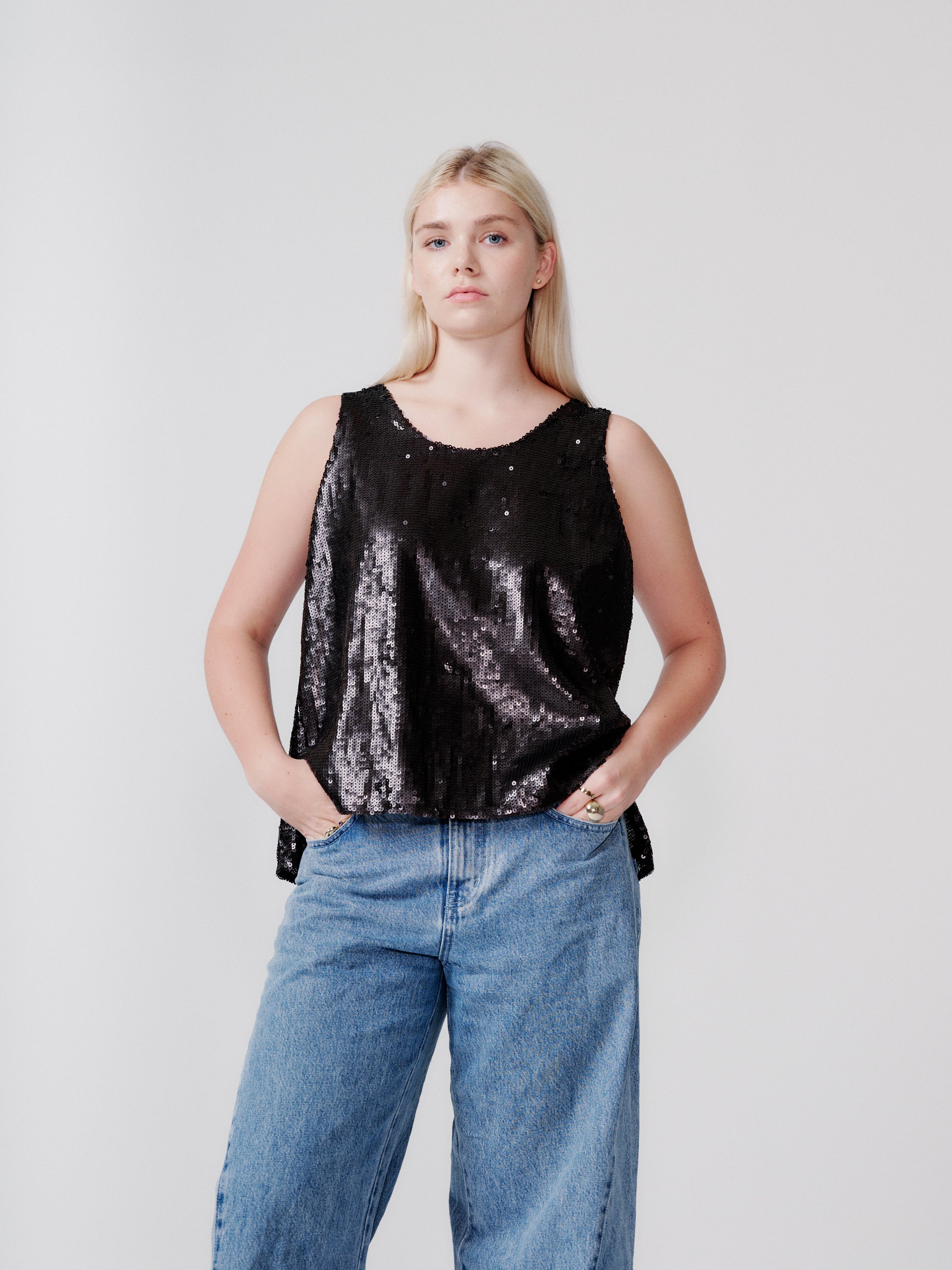 DKNY black sequin top