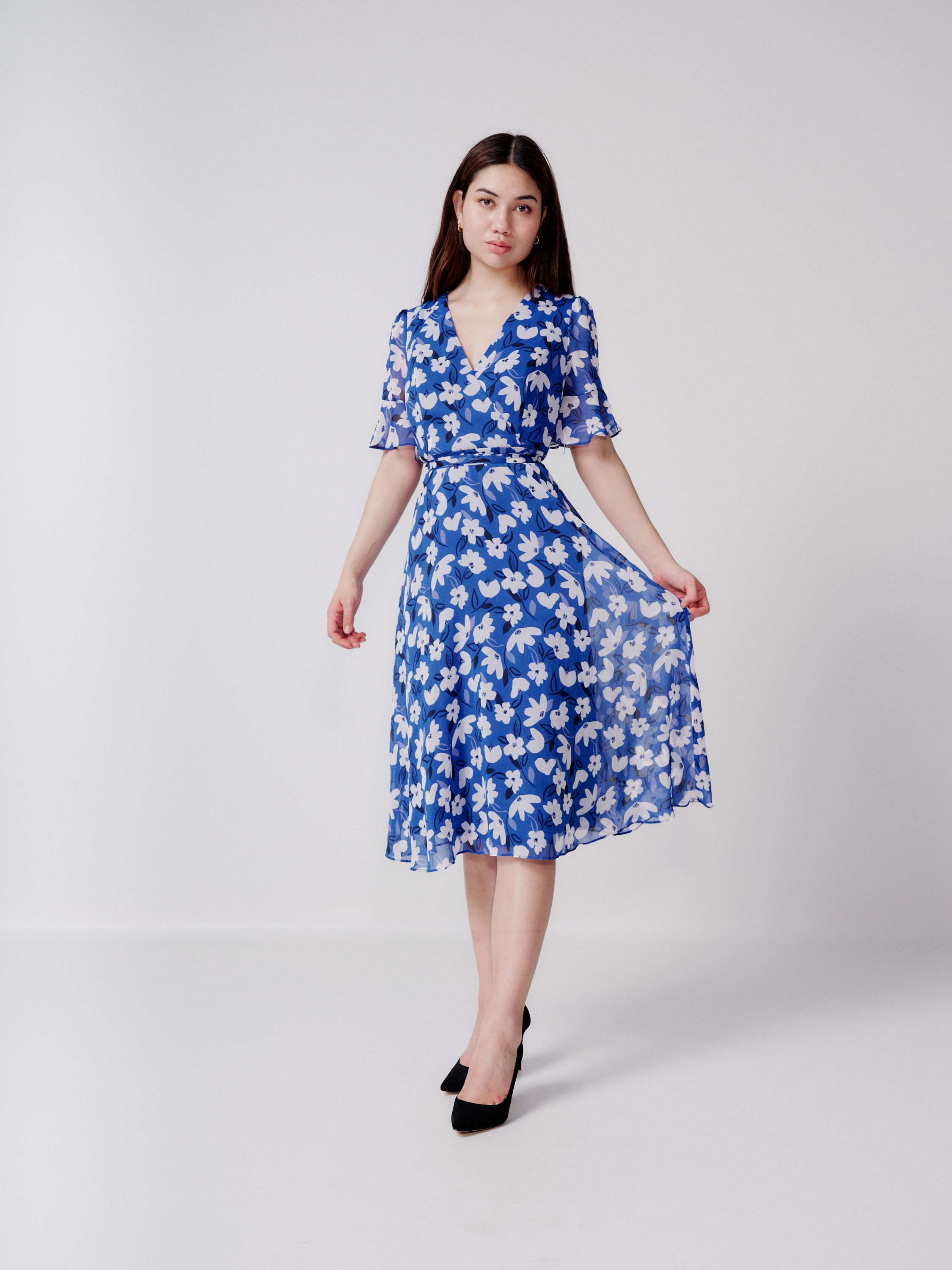 DKNY floral print midi dress