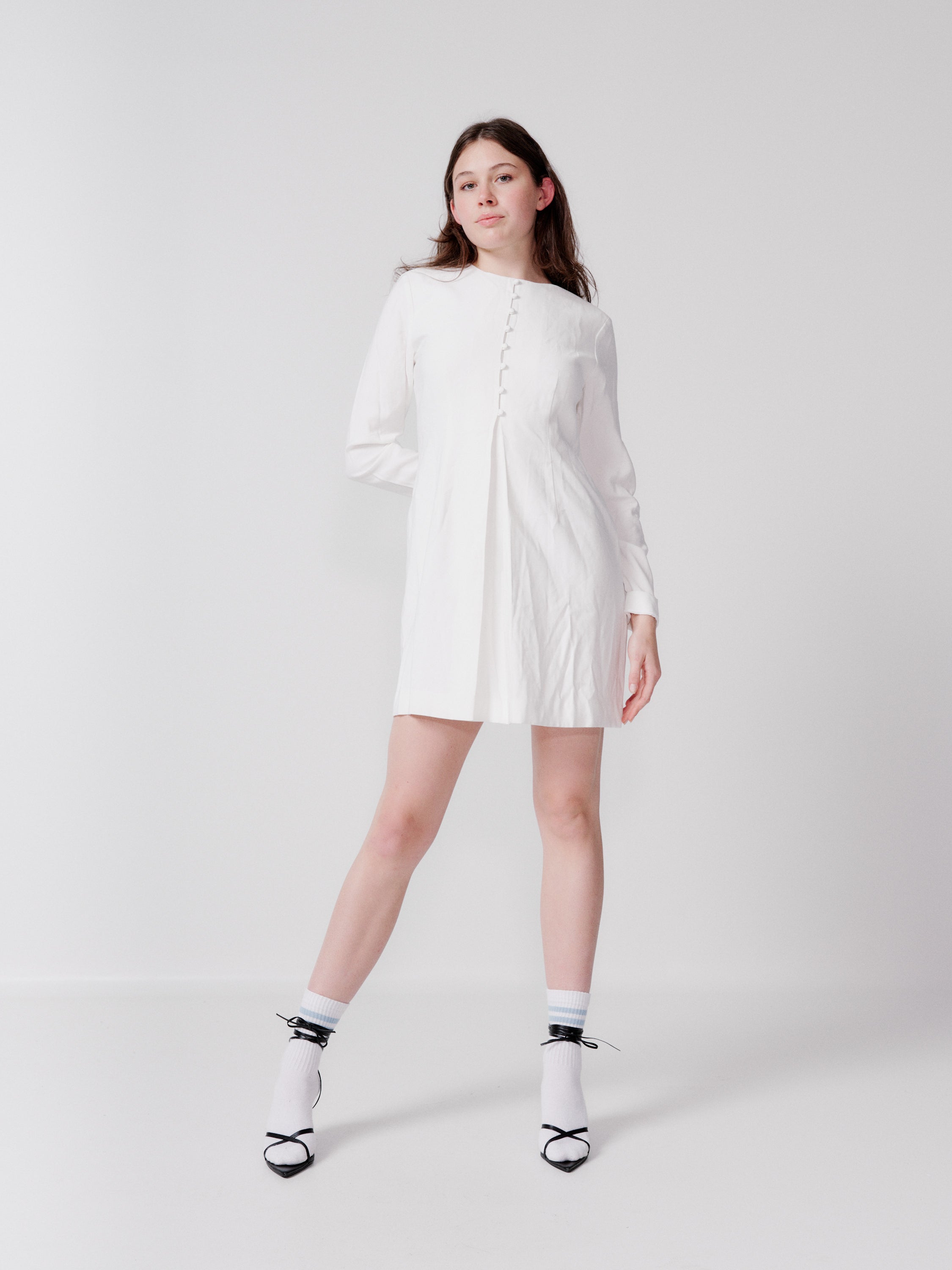 Wynn Hamlyn white long sleeve button down dress