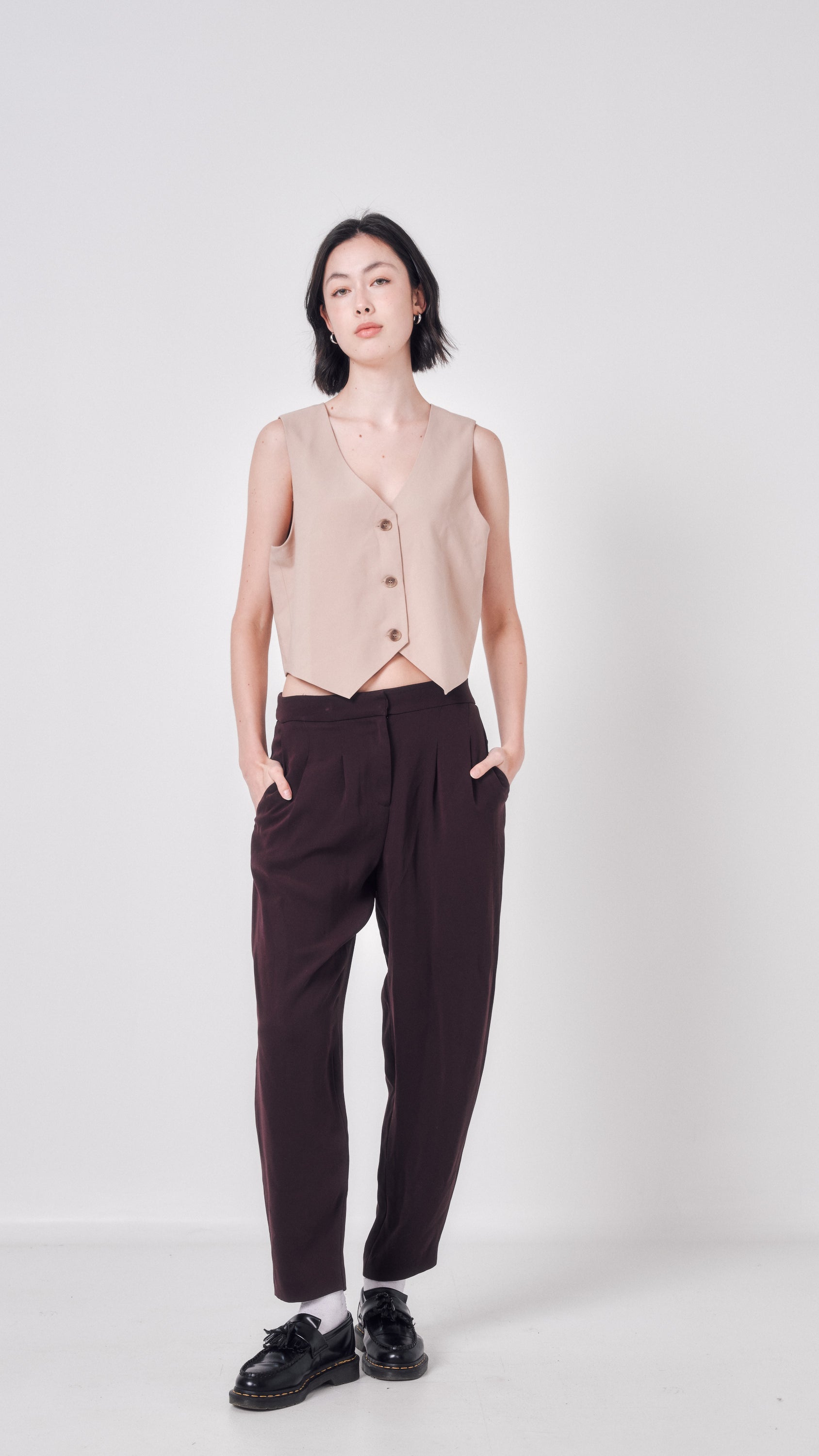 Juliette Hogan chcolate straight cut pants