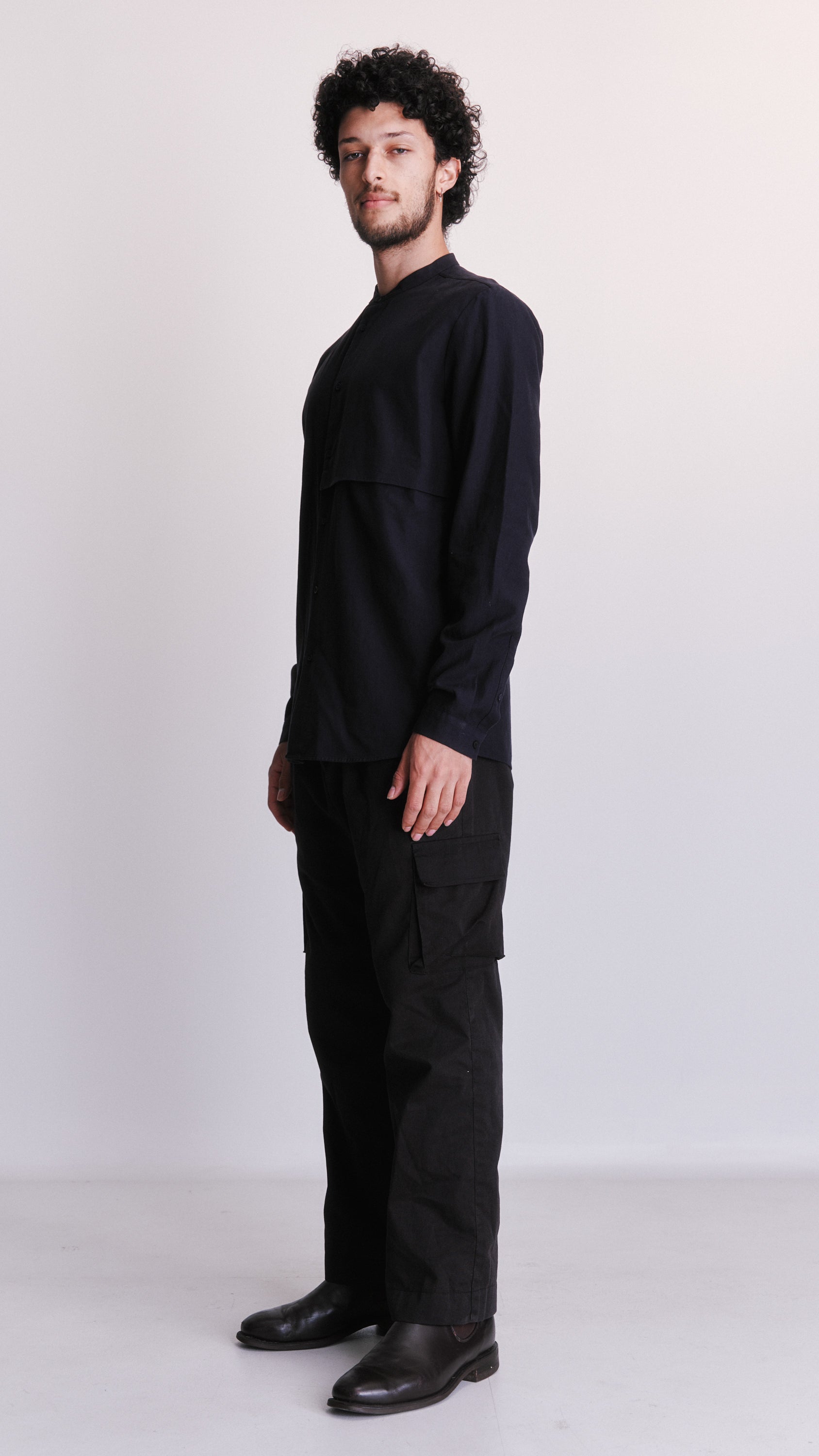 COS navy button up shirt