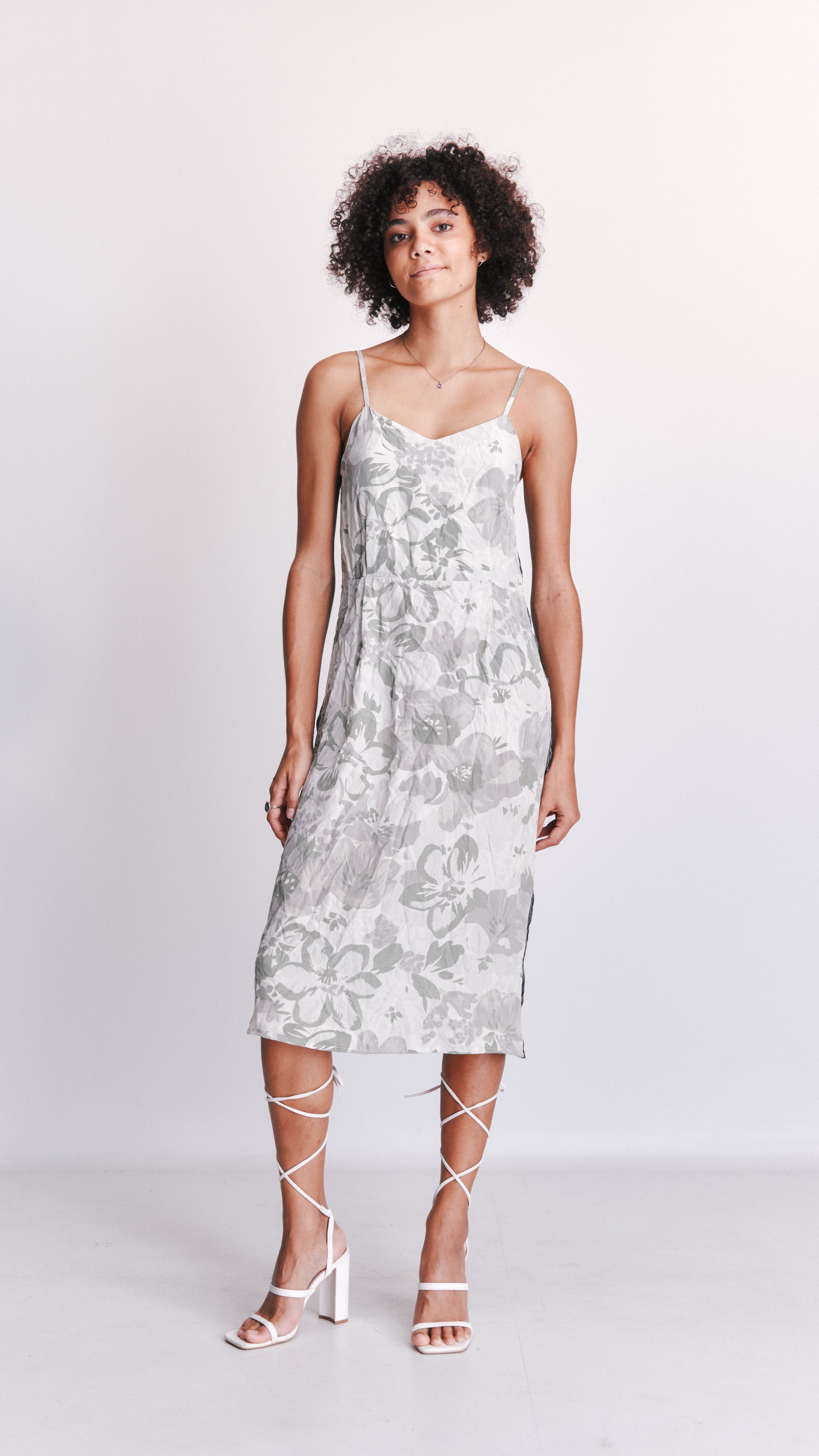 Penny Sage contrast panel dress