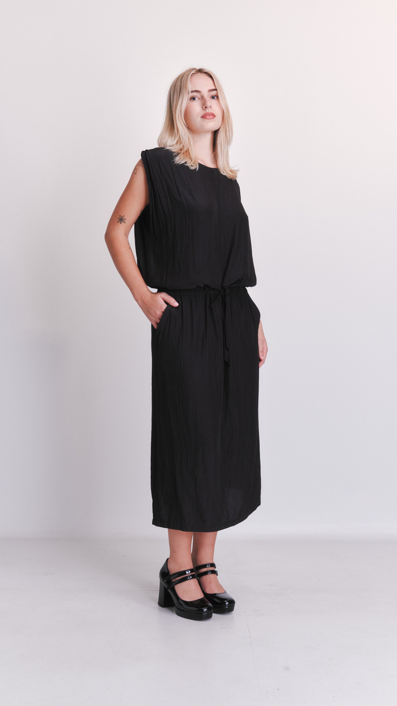 Helen Cherry drape shoulder dress