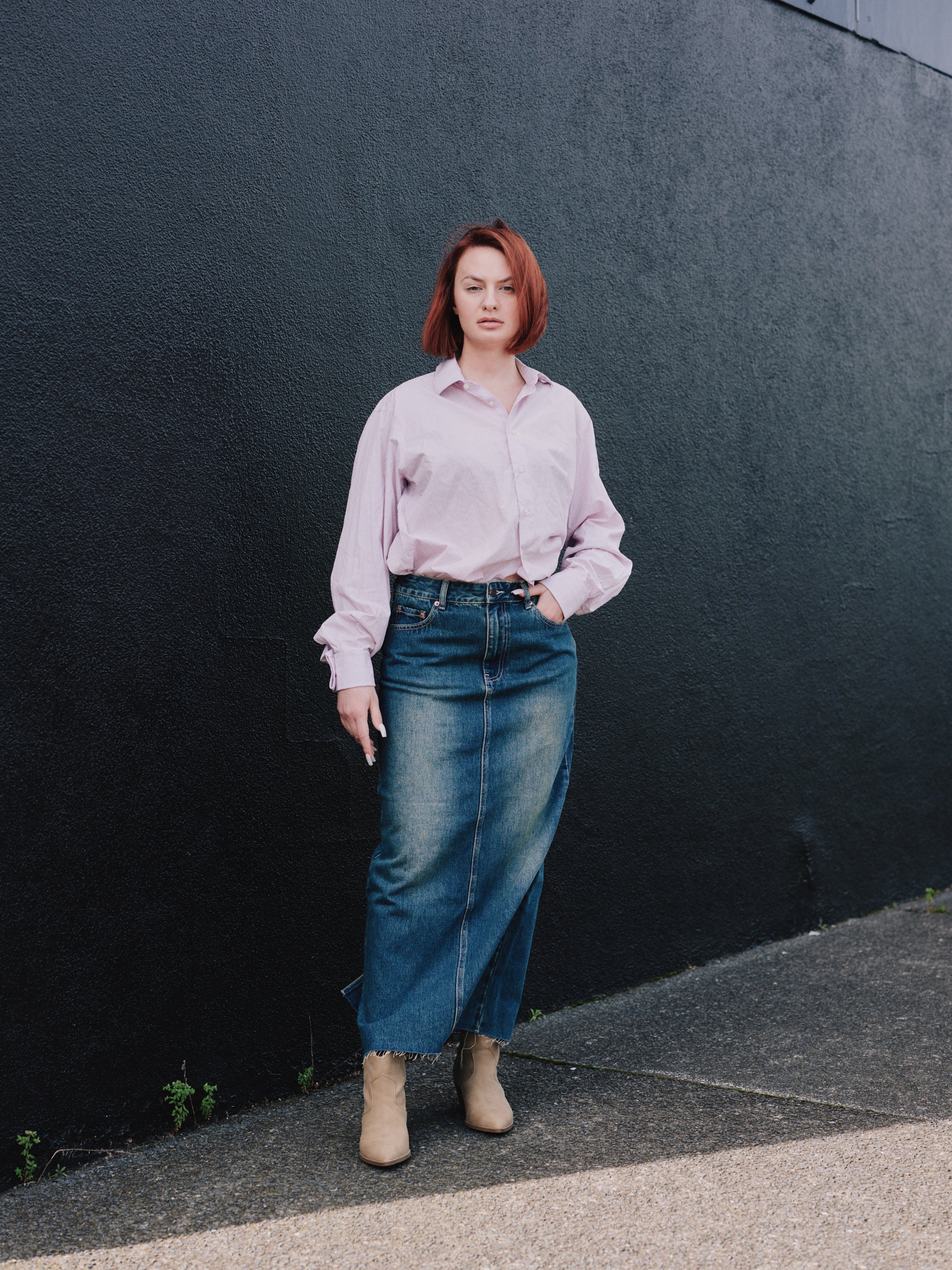 Glassons distressed denim skirt