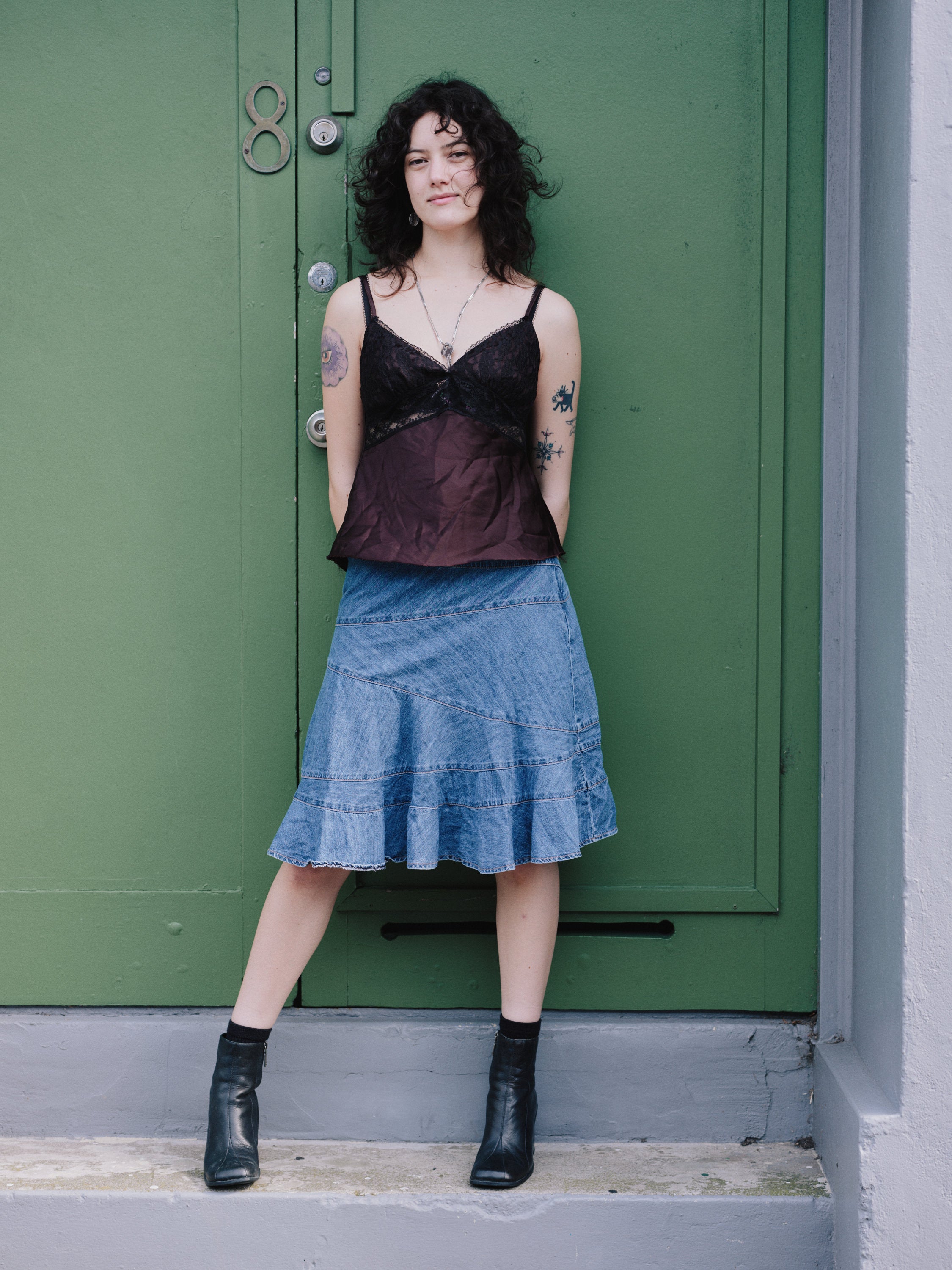 DKNY JEANS ruffle denim skirt