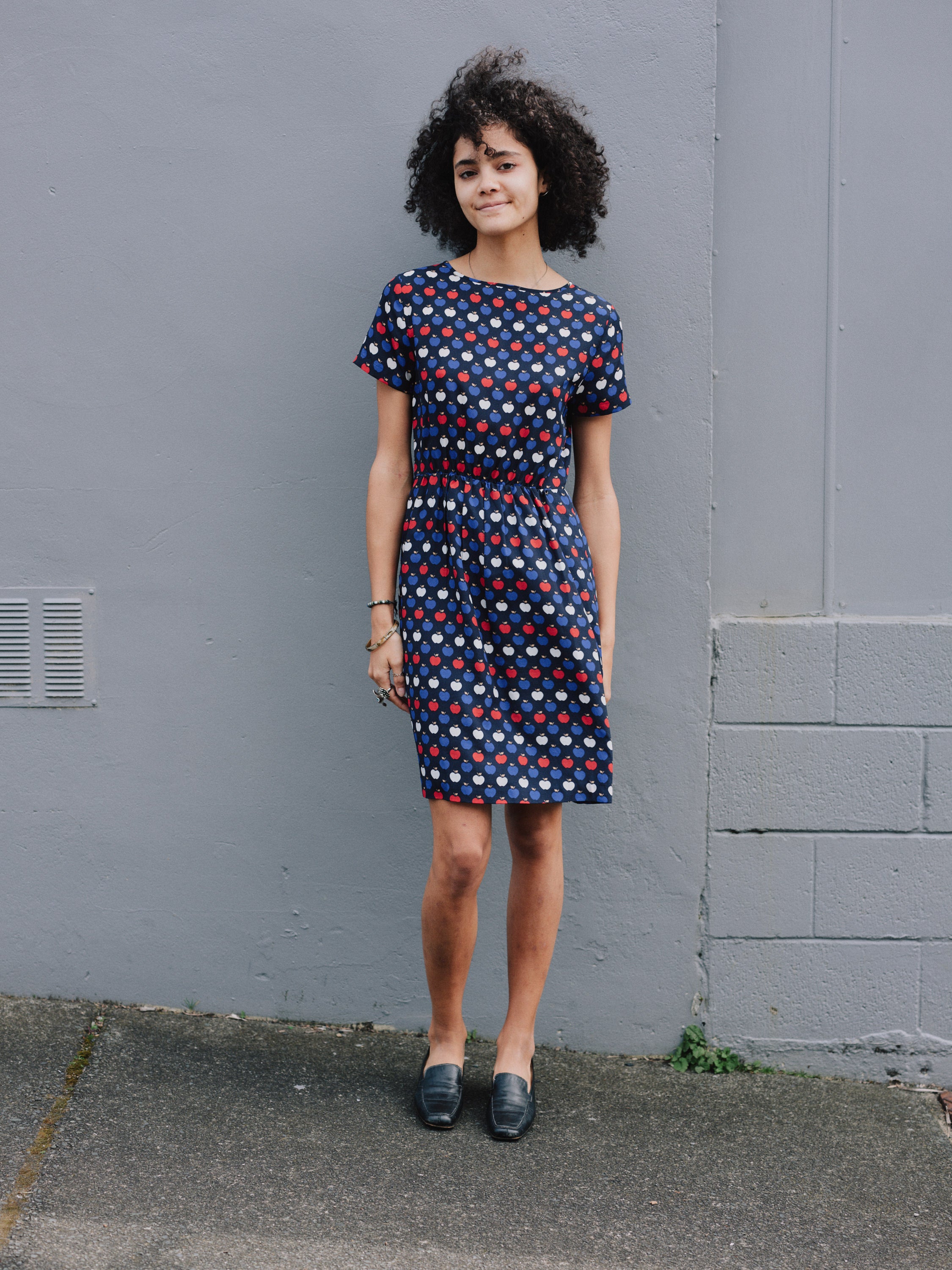 hi there from Karen Walker apple print dress