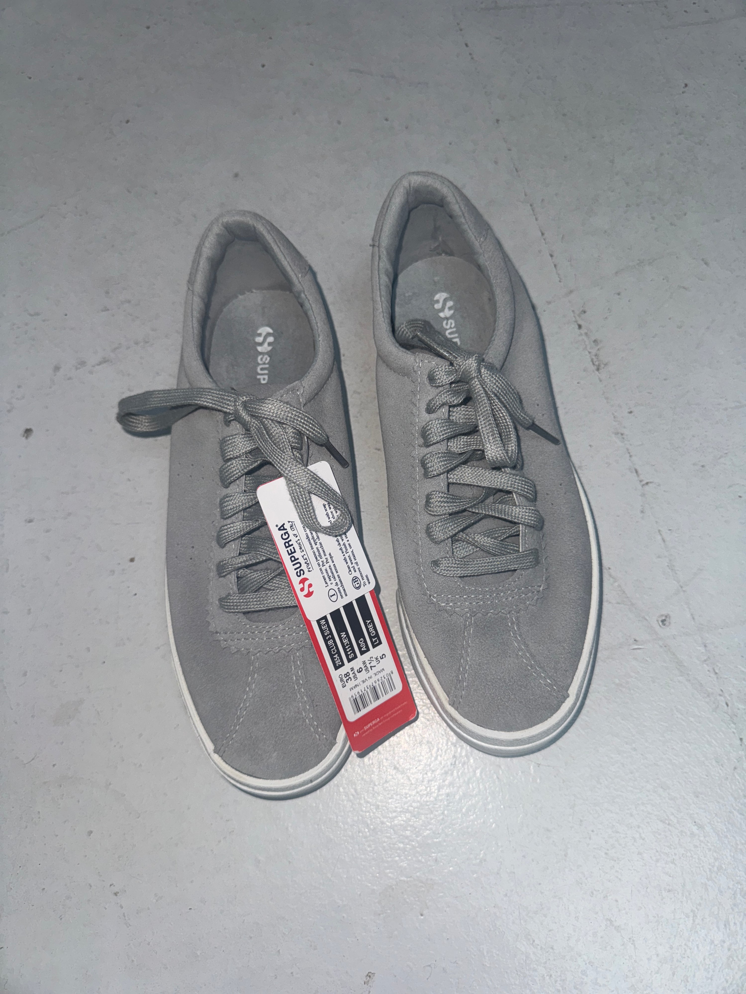 Superga grey suede trainers