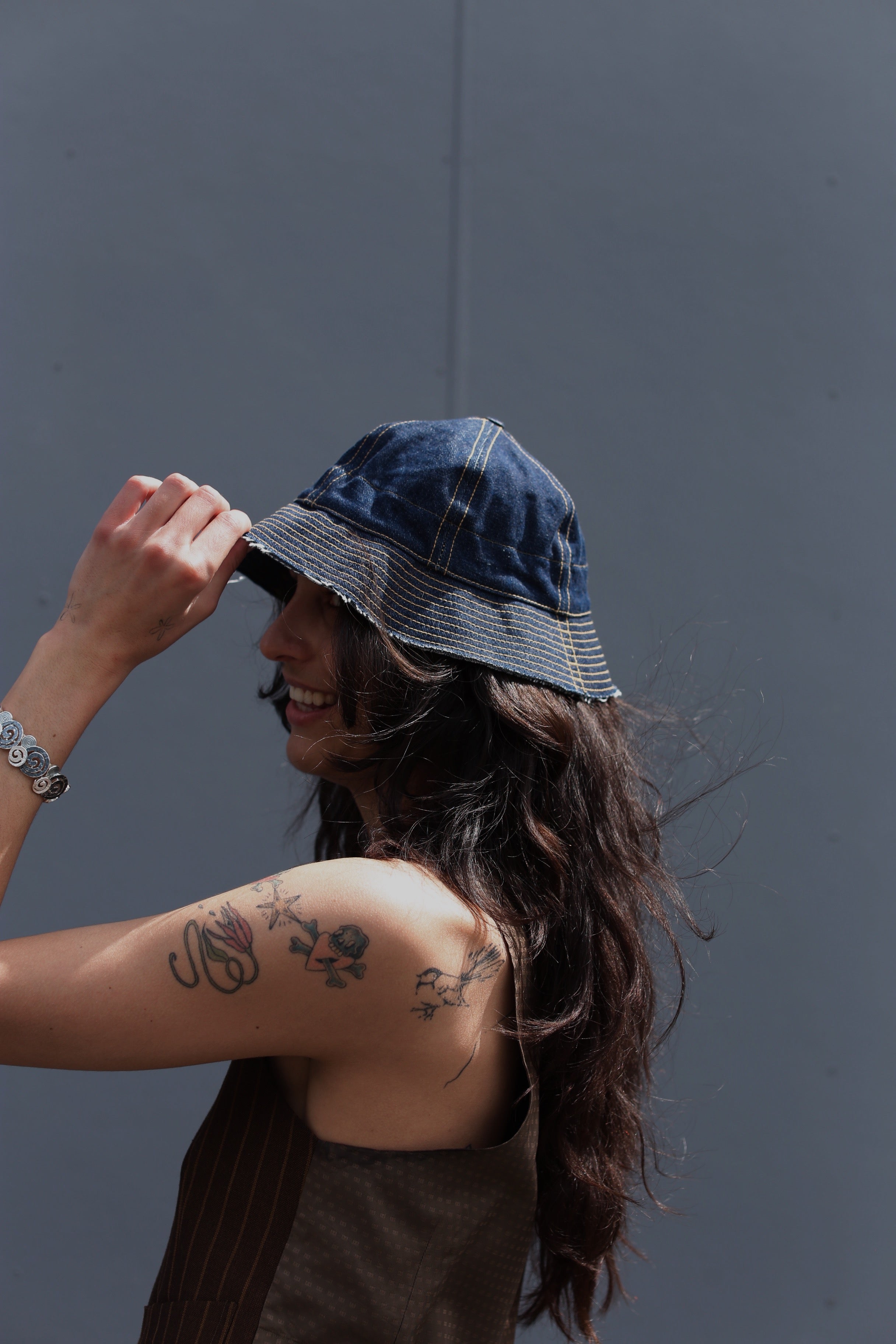 Ratbags x Common upcycled denim bucket hat