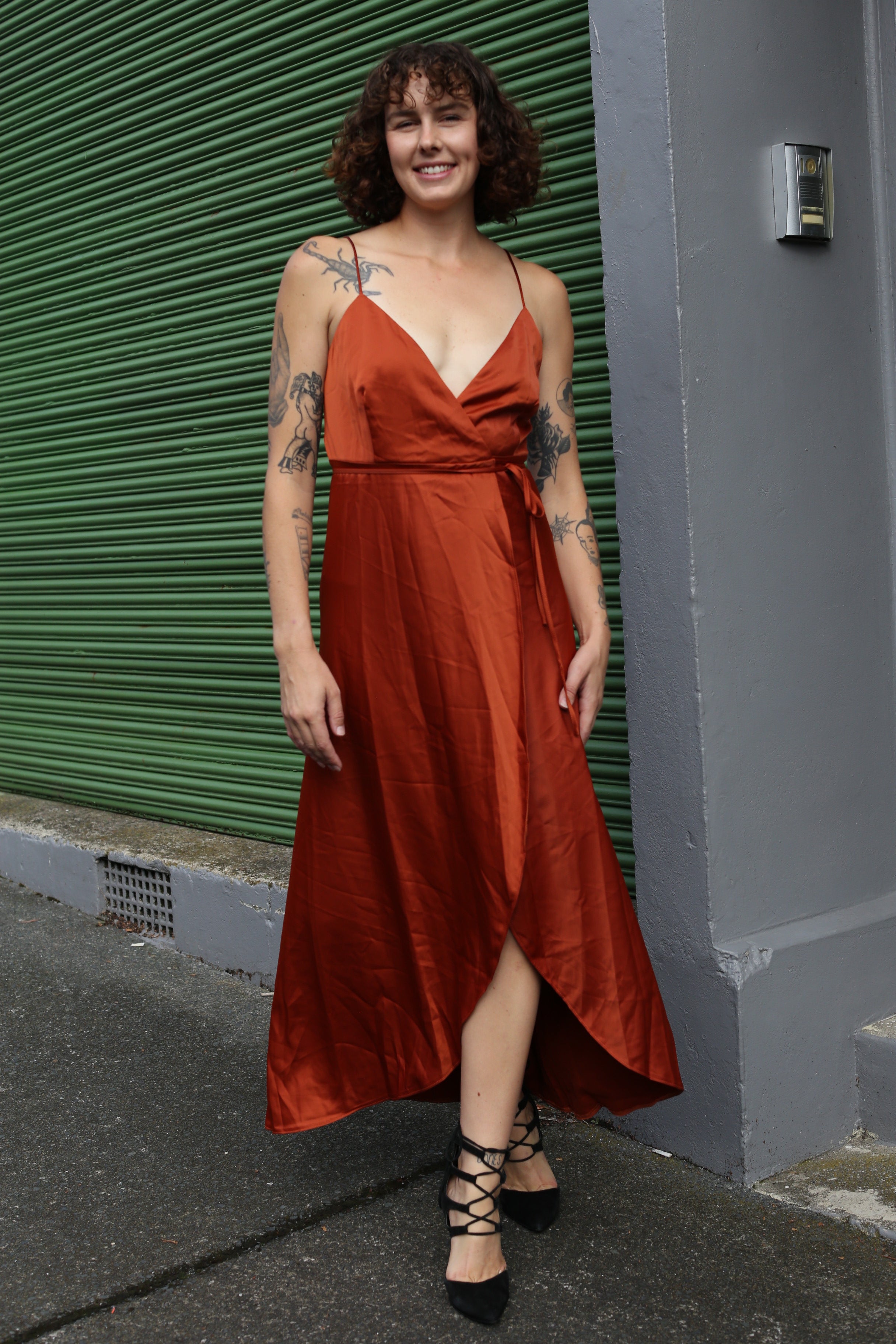 Showpo copper wrap dress
